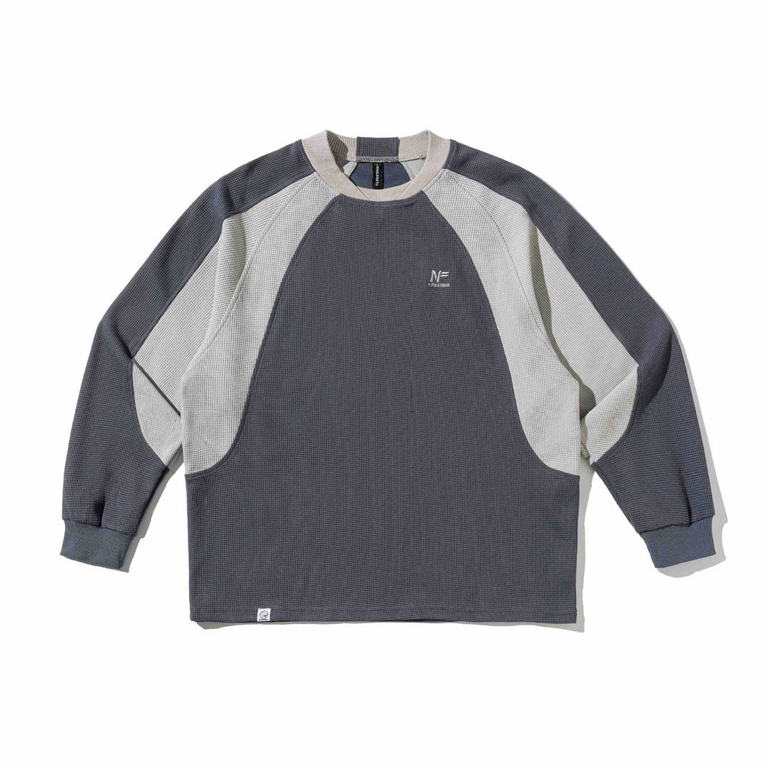 Herren Waffelstruktur-Sweatshirt mit Raglanärmeln und kontrastierenden Einsätzen Echoarchiv