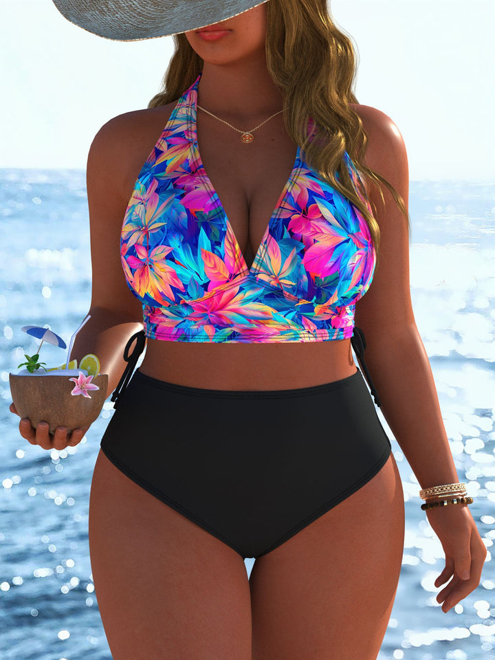 Damen Bikini-Set mit modernem Wickeloberteil und hoch tailliertem Höschen Echo Archiv