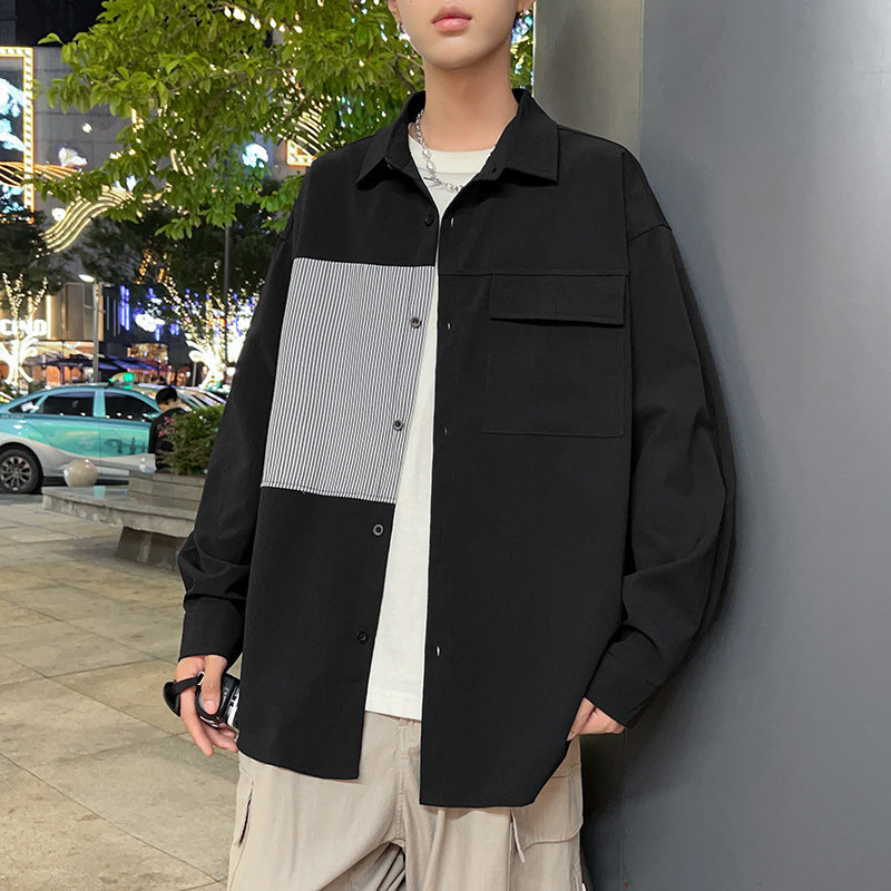 Herren lässige Baumwollhemdjacke mit strukturiertem Design Echoarchiv