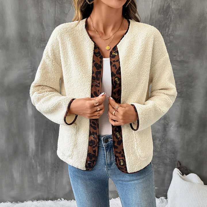 Damen Gemütlicher Teddy-Blazer mit Leopardenmuster Echo Archiv