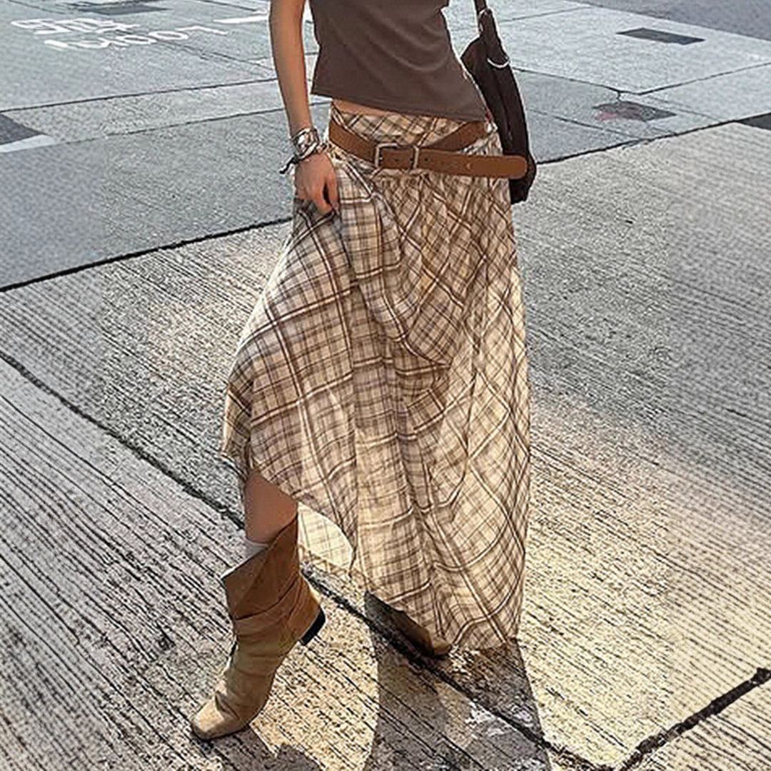 Damen Maxirock mit elastischer Taille und raffiniertem Karomuster Echo Archiv