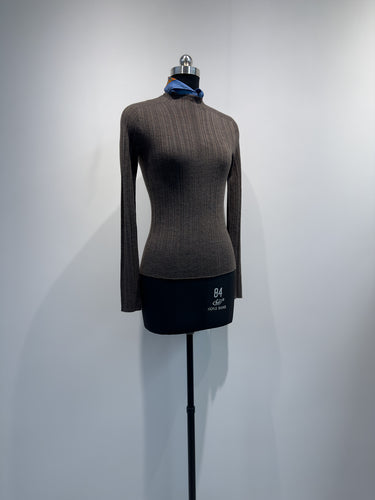 Damen stilvoll gerippter Stehkragenpullover Echoarchiv