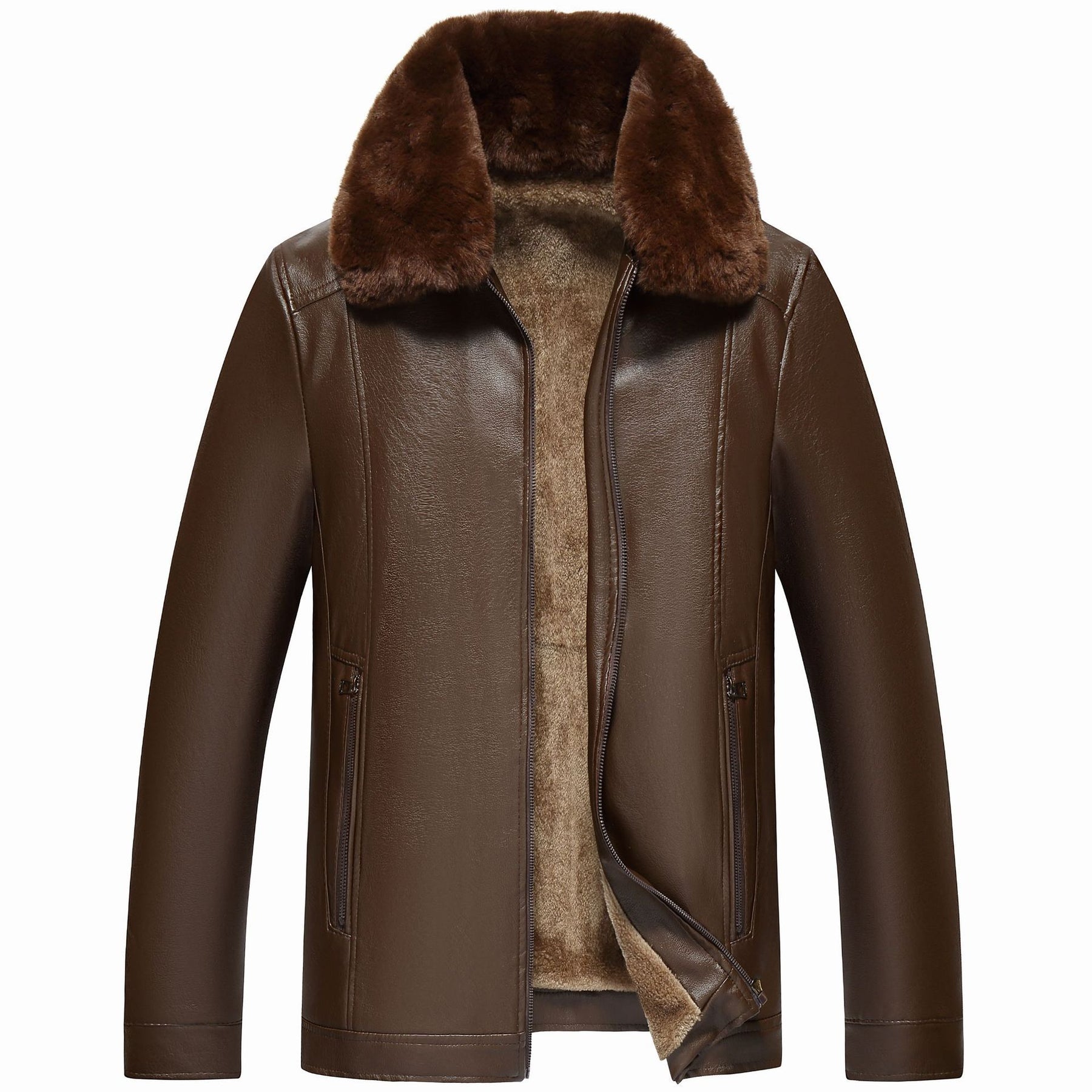 Herren warme Lammlederjacke mit gefüttertem Kragen Echoarchiv