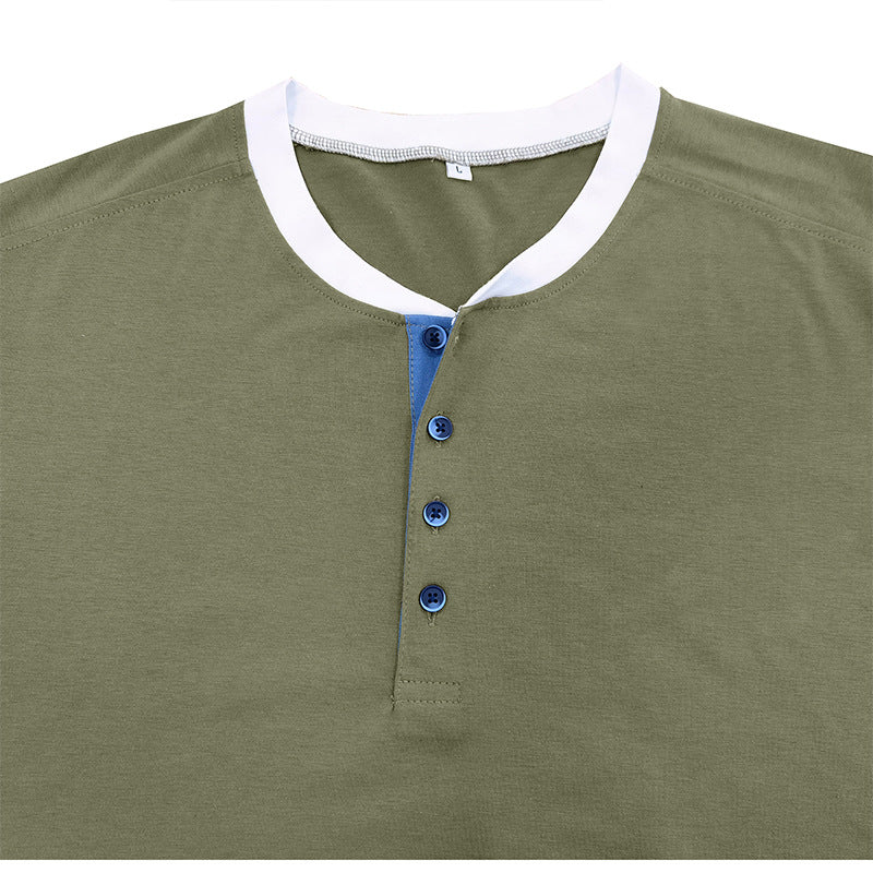 Herren Langarm-Henley-Shirt mit einzigartigem Farbdetail Echoarchiv