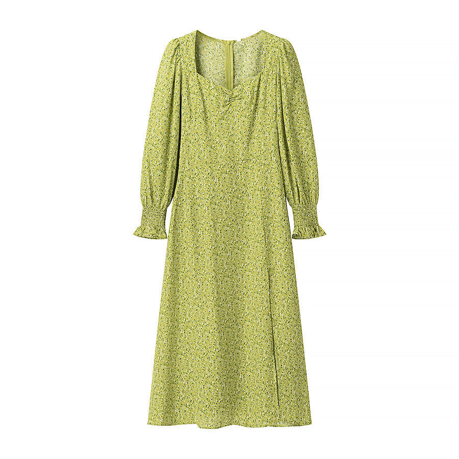 Damen Midikleid mit Herzausschnitt, gerafften Ballonärmeln und A‑Linien‑Silhouette Echo Archiv