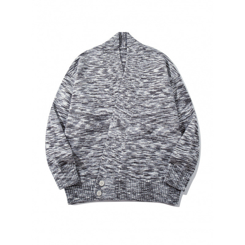 Unisex Boxy-Strickcardigan mit asymmetrischer Knopfleiste und breit geripptem Saum Echo Archiv