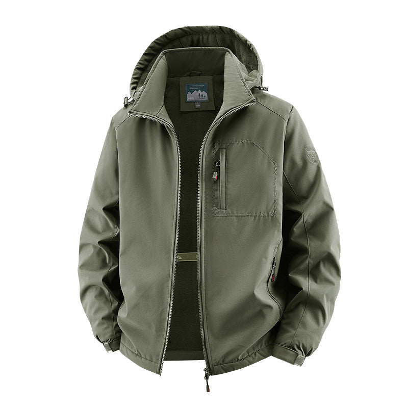 Herren nan multifunktionale Softshell-Tacticaljacke mit versteckter Kapuze, vertikaler Brusttasche und atmungsaktivem Fleecefutter Echo Archiv