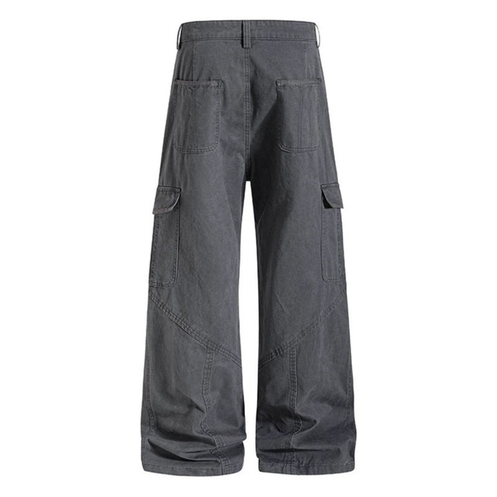 Damen Weite Cargo-Hose aus Baumwoll-Mix mit hohem Bund und Multifunktionstaschen Echoarchiv