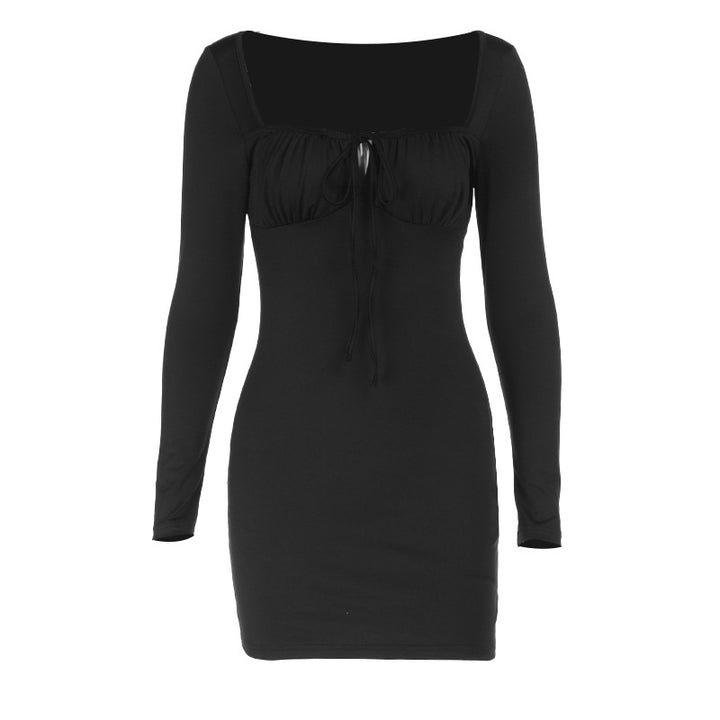Damen figurbetontes Minikleid mit raffiniertem Ausschnitt und langen Ärmeln Echo Archiv