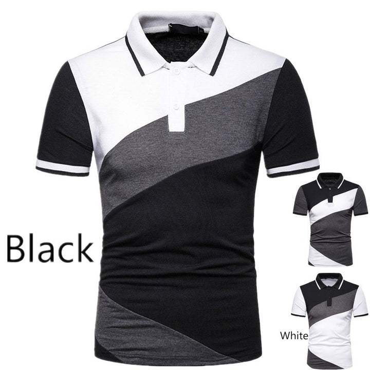 Herren Kurzarm Poloshirt mit modernem geometrischen Design Echoarchiv
