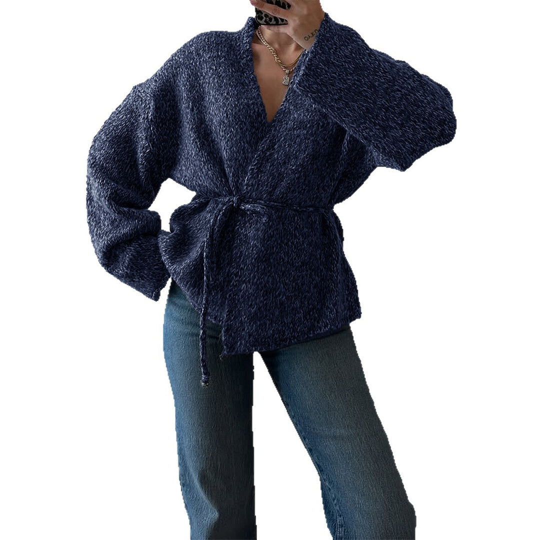 Damen nan oversize Bouclé-Strickjacke mit Taillengürtel und Kimonoärmeln Echo Archiv