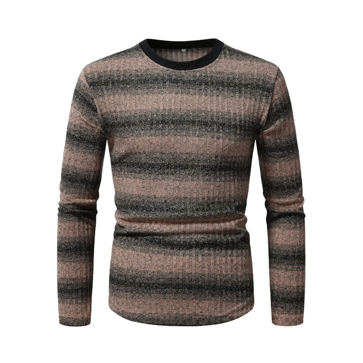 Herren Slim-Fit Feinstrick-Pullover mit horizontalem Farbverlauf und geripptem Strukturmix Echo Archiv