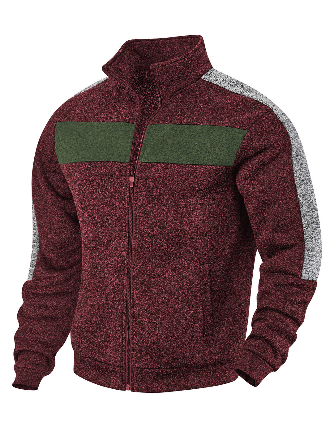 Herren Sportliche Fleecejacke mit hohem Kragen und reflektierenden Akzenten Echoarchiv
