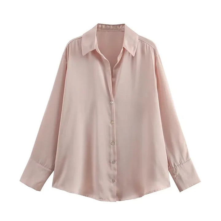 Damen Oversized Satinbluse mit Hemdkragen und breiten Manschetten Echo Archiv