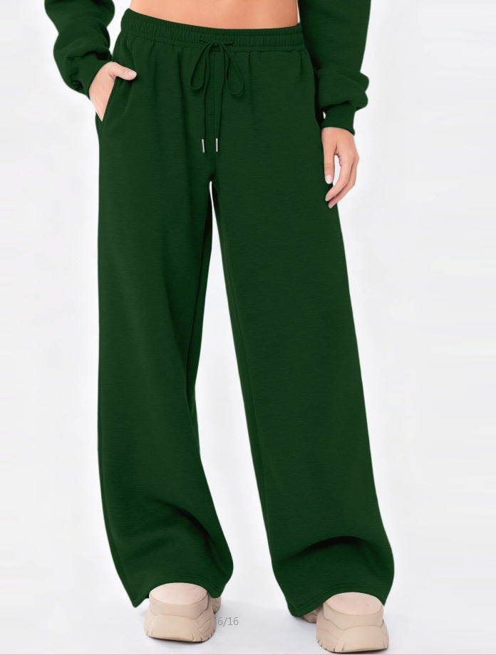 Damen weite Loungehose mit hohem Komfortbund, elastischem Tunnelzug und seitlichen Eingrifftaschen – Avélisse