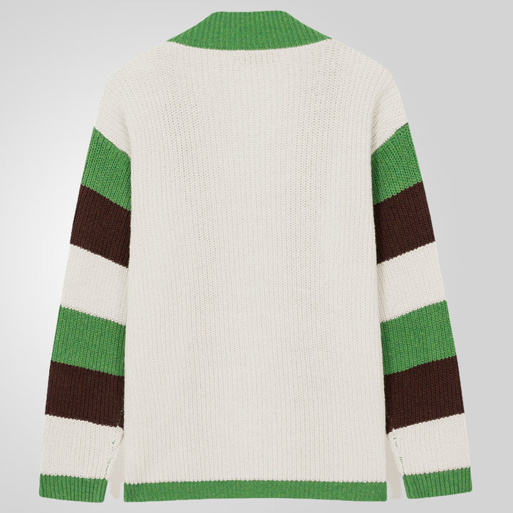 Herren Offene Strickjacke mit breiten Streifen und lässigem Schnitt Echoarchiv