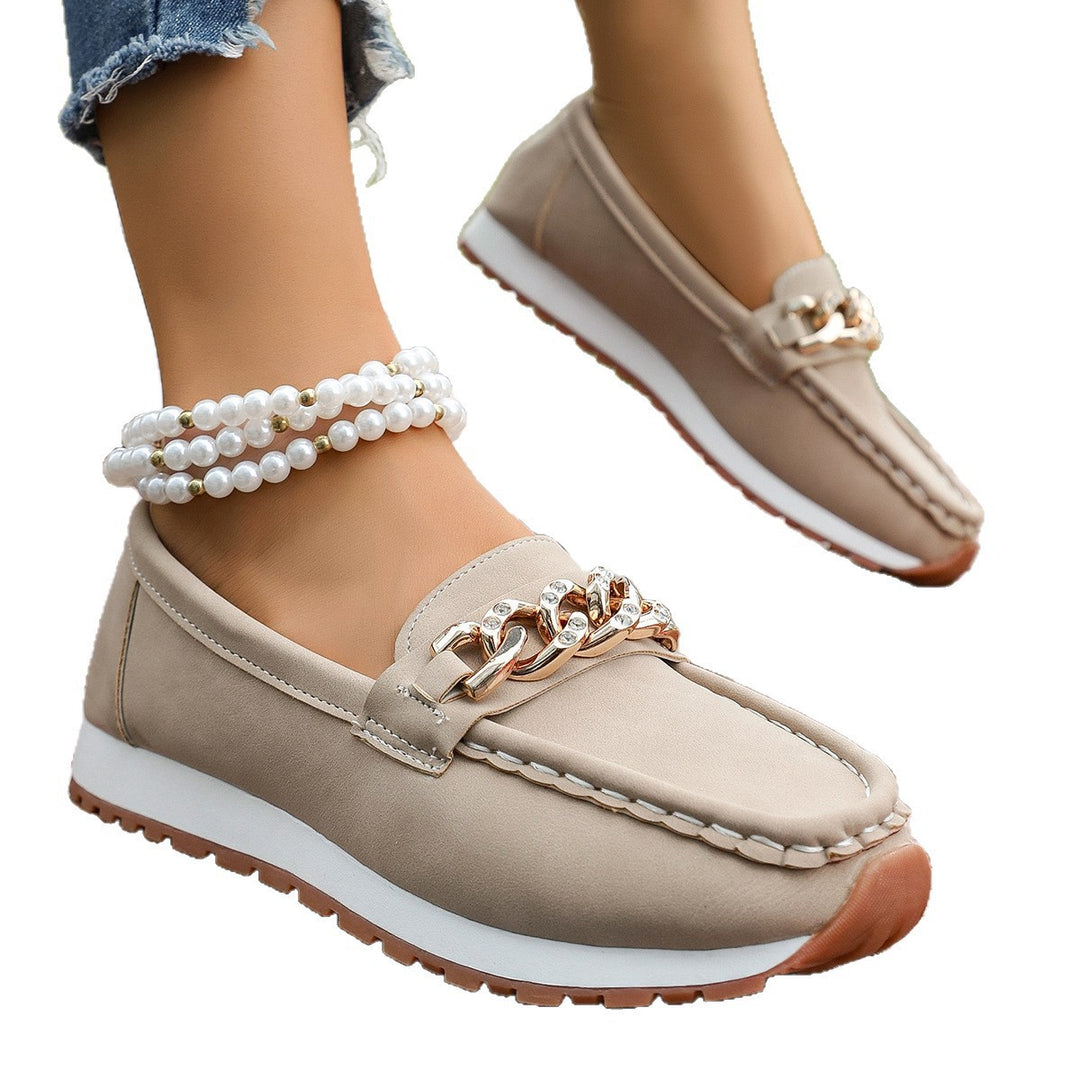 Damen Casual-Plateau-Loafer im Mokassin-Stil mit glitzernder Kettendekor und profilierter Gummisohle Echo Archiv