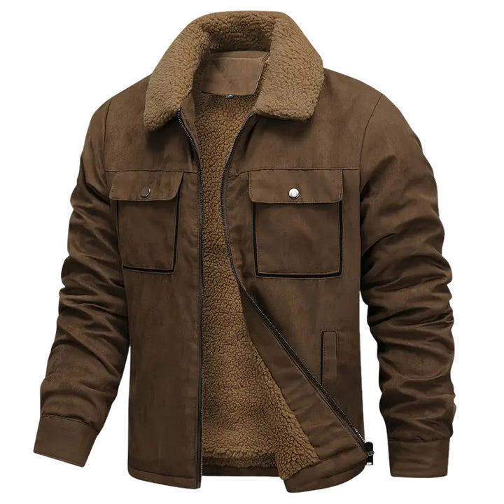 Herren nan gefütterte Pilotjacke mit Teddyfell-Innenfutter, Brustklappen und durchgehendem Reißverschluss Echo Archiv