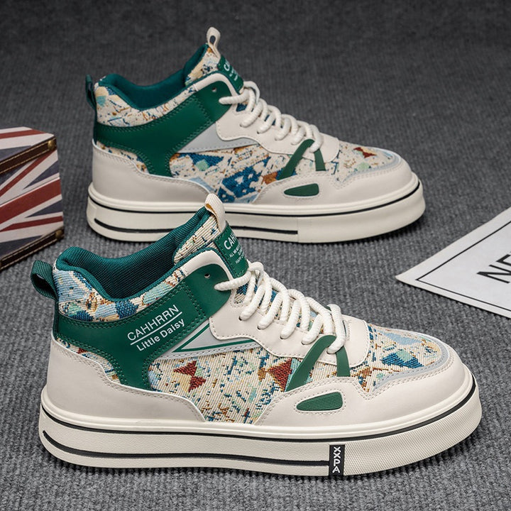 Damen modische High-Top Plateausneaker mit gewebtem Gobelinmuster, gepolstertem Knöchelkragen und dämpfender EVA-Sohle Echo Archiv
