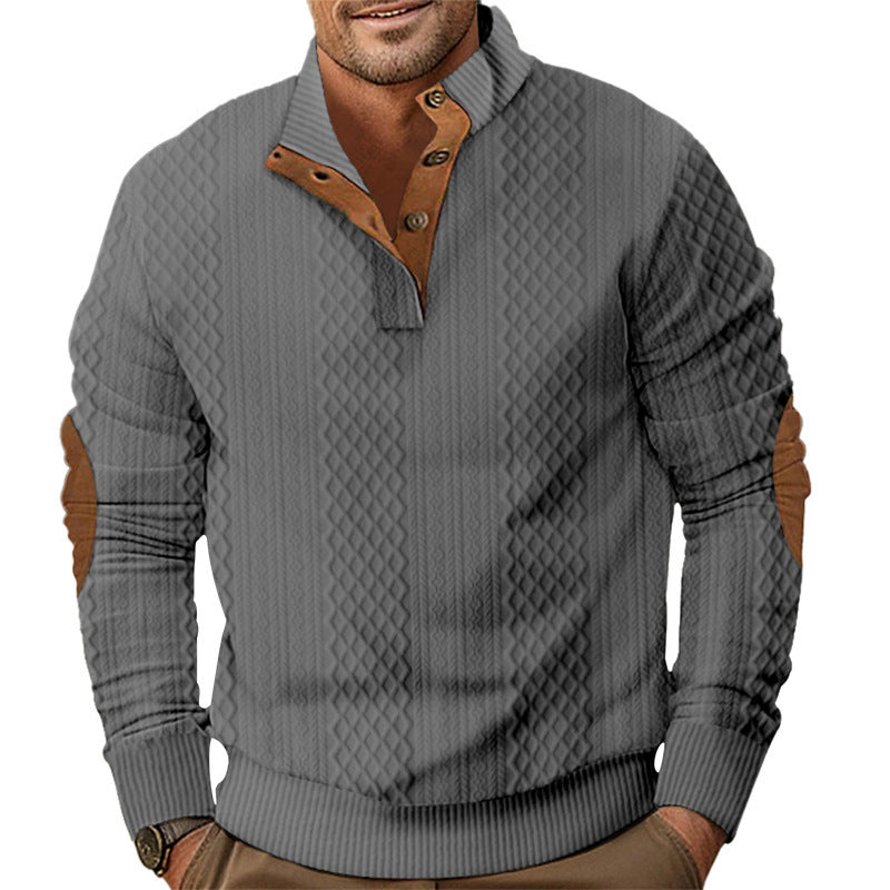 Herren modischer Strickpullover mit innovativem Kragen und eleganten Kontrastdetails Echoarchiv