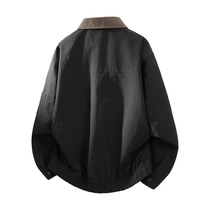 Herren Oversize Bomberjacke im Worker-Stil mit Cordkragen, Pattentaschen und elastischem Saum Echo Archiv