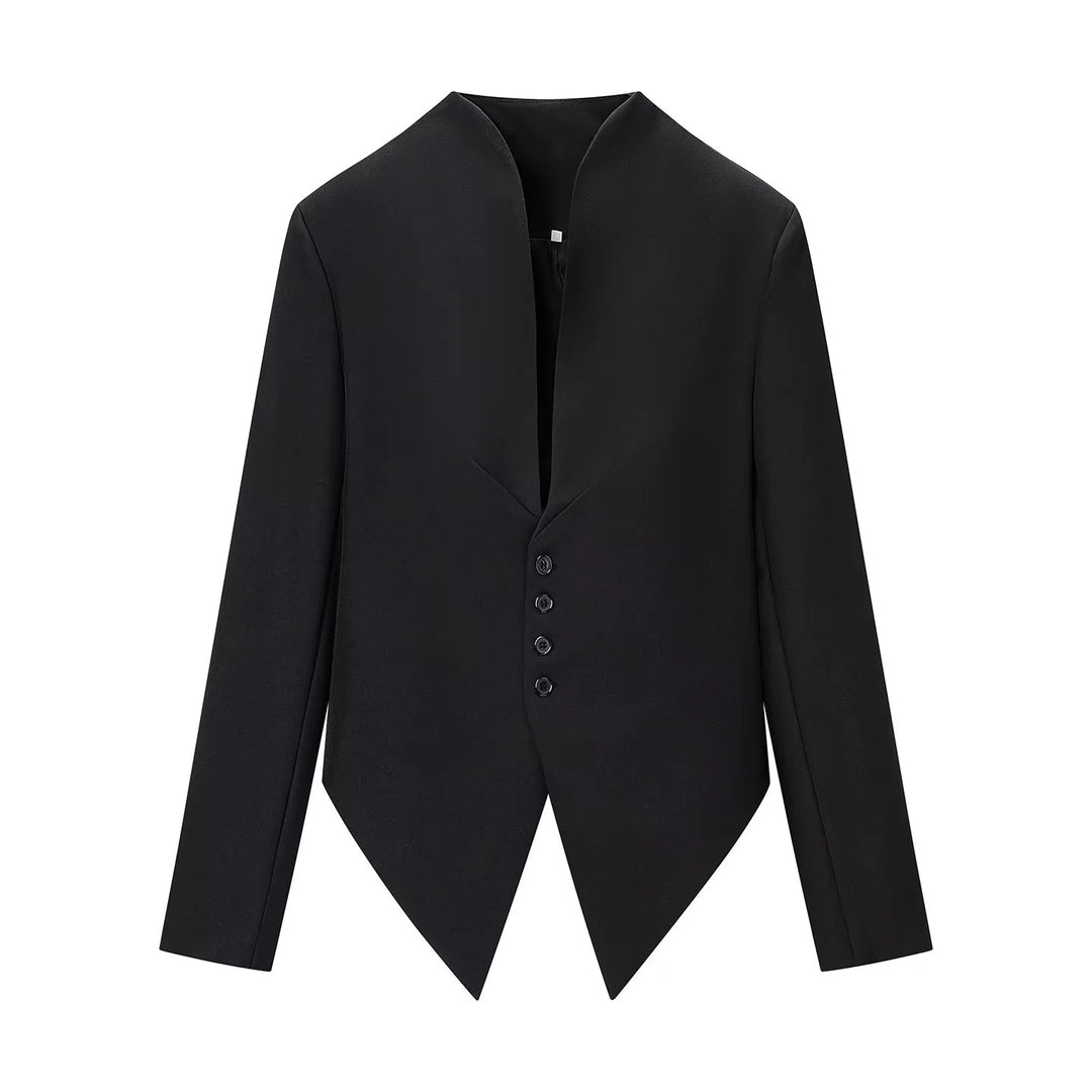 Damen taillierter Blazer mit Stehkragen, asymmetrischem Zipfelsaum und Knopfleiste – Valéne