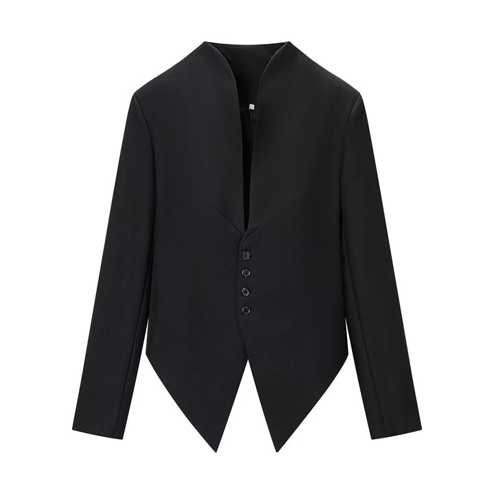 Damen taillierter Blazer mit Stehkragen, asymmetrischem Zipfelsaum und Knopfleiste – Valéne