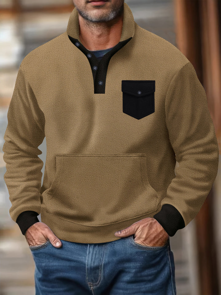 Herren lässiger Pullover mit funktionaler Brusttasche Echoarchiv