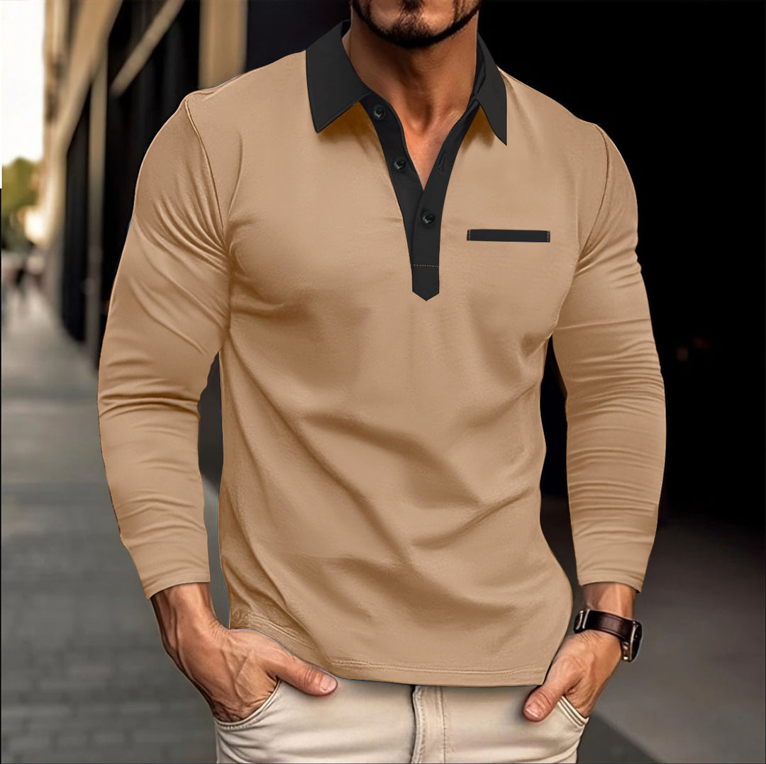 Herren Langarm Poloshirt mit modernem Kragen Echoarchiv
