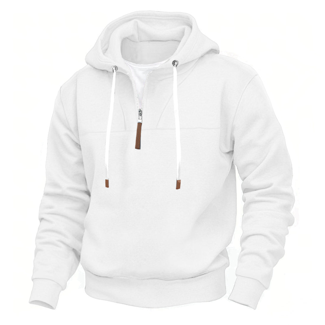 Herren sportlicher Kapuzenpullover mit halbem Reißverschluss und elastischem Bündchen – Cavarno