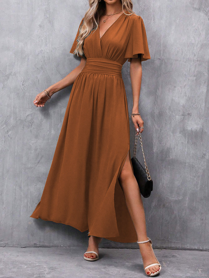 Damen Maxikleid mit elegantem V-Ausschnitt und fließenden Ärmeln Echo Archiv