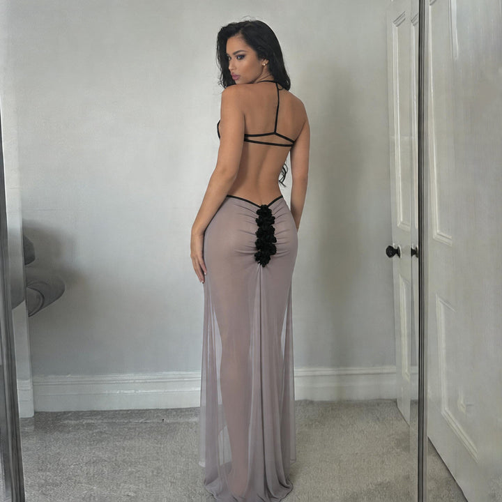 Damen Transparente Maxikleid mit verführerischem Cut-Out und sexy Rückenausschnitt Echo Archiv