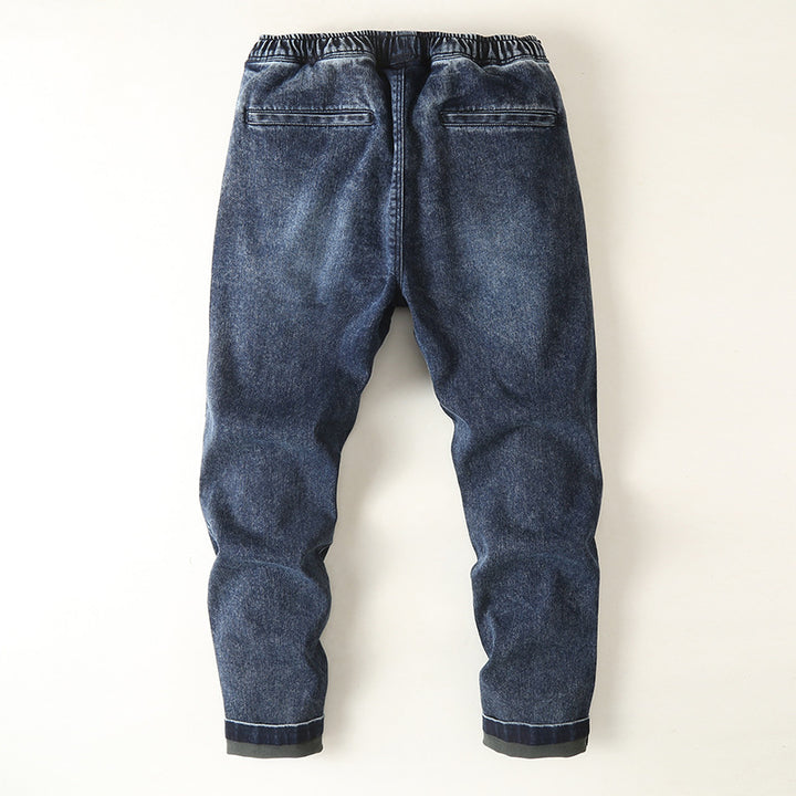 Herren Denim-Jogger mit elastischem Bund, Kordelzug und gekrempeltem Saum Echoarchiv