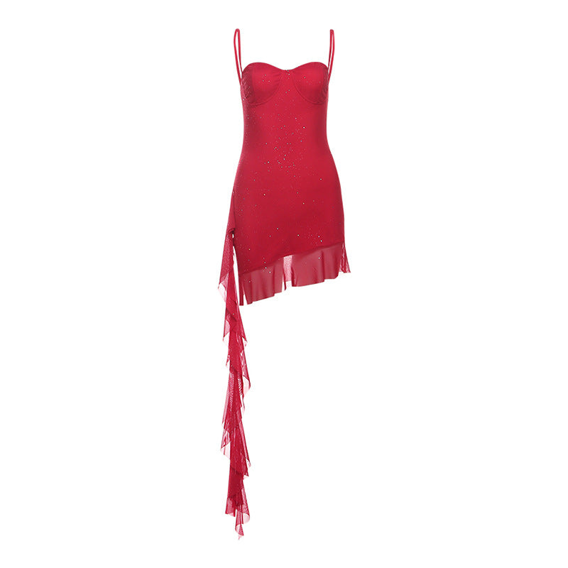 Damen Glamouröses Bustier-Kleid mit funkelnden Verzierungen und asymmetrischem Saum Echo Archiv