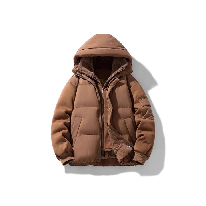 Herren Wattierte Kapuzenjacke mit Teddyfutter und kontrastierenden Softshell-Ärmeln Echo Archiv