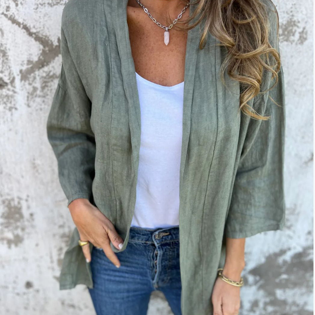 Damen lässige Sommerjacke aus leichtem Leinen Echoarchiv