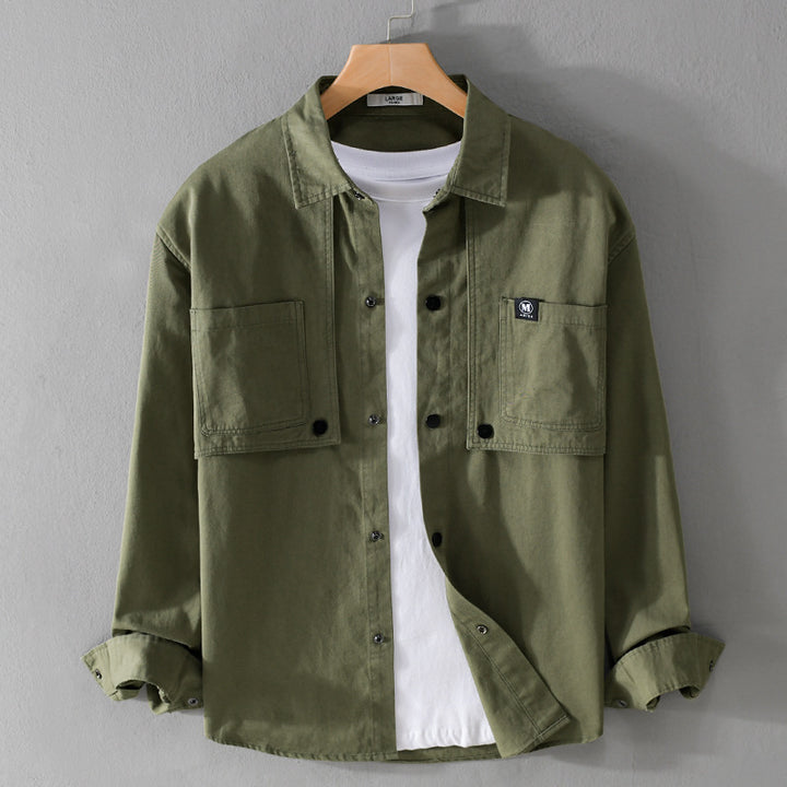 Herren Baumwoll-Overshirt mit Druckknopfleiste, Doppel-Brusttaschen und relaxed Fit Echoarchiv