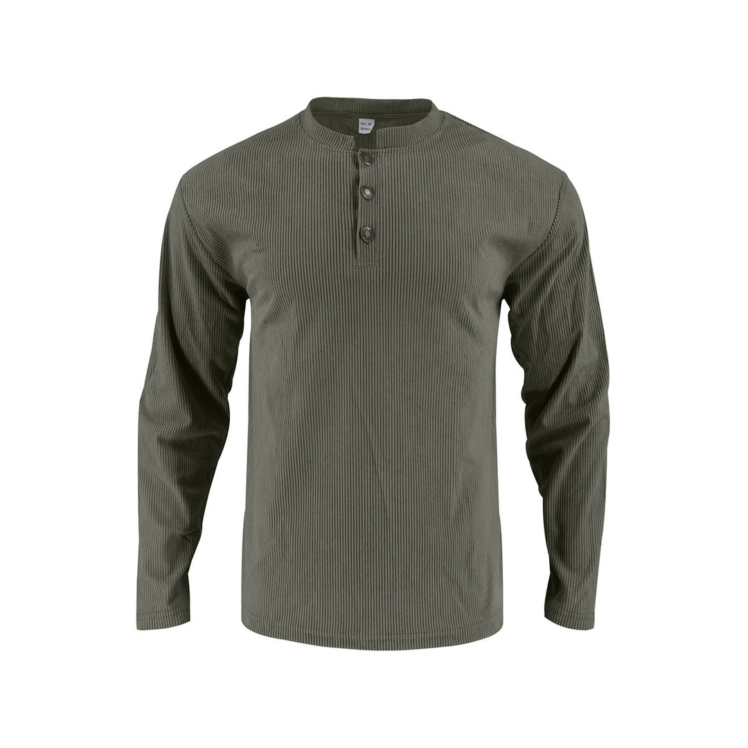 Herren Langarmshirt mit modischer Stehkragen und Knopfleiste Echoarchiv