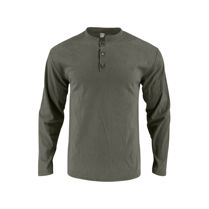 Herren Langarmshirt mit modischer Stehkragen und Knopfleiste Echoarchiv