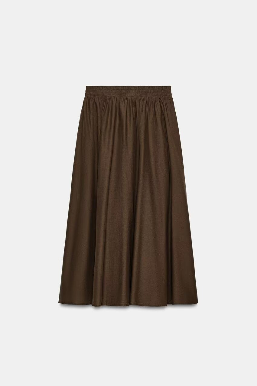 Damen Weicher A-Linien-Midirock mit elastischem Gummibund und fließender Chiffon‑Optik Echoarchiv