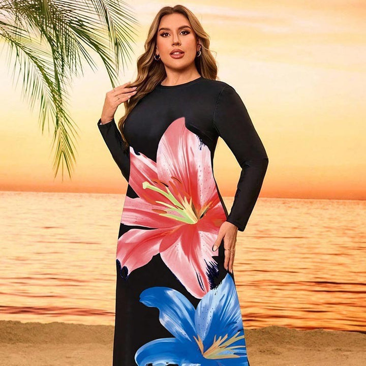 Damen Maxikleid mit langen Ärmeln und floralem Druck Echo Archiv