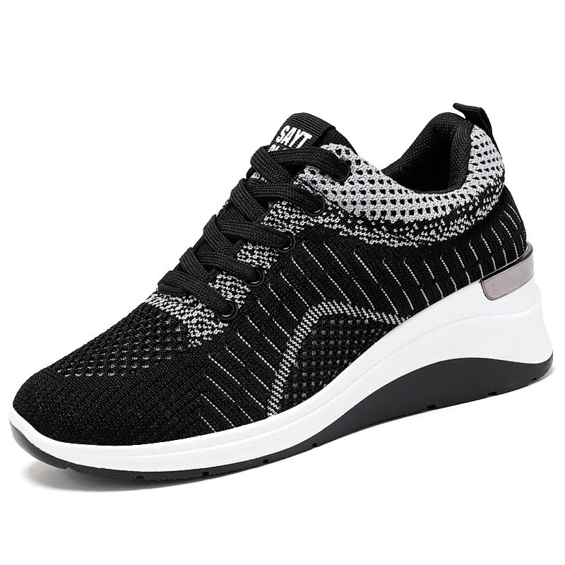 Damen nan gestrickter Keil-Sneaker mit atmungsaktivem Strick-Obermaterial, gepolstertem Komfortfußbett und rutschfester Profilsohle Echo Archiv