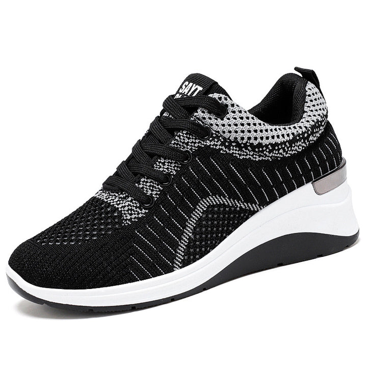 Damen nan gestrickter Keil-Sneaker mit atmungsaktivem Strick-Obermaterial, gepolstertem Komfortfußbett und rutschfester Profilsohle Echo Archiv