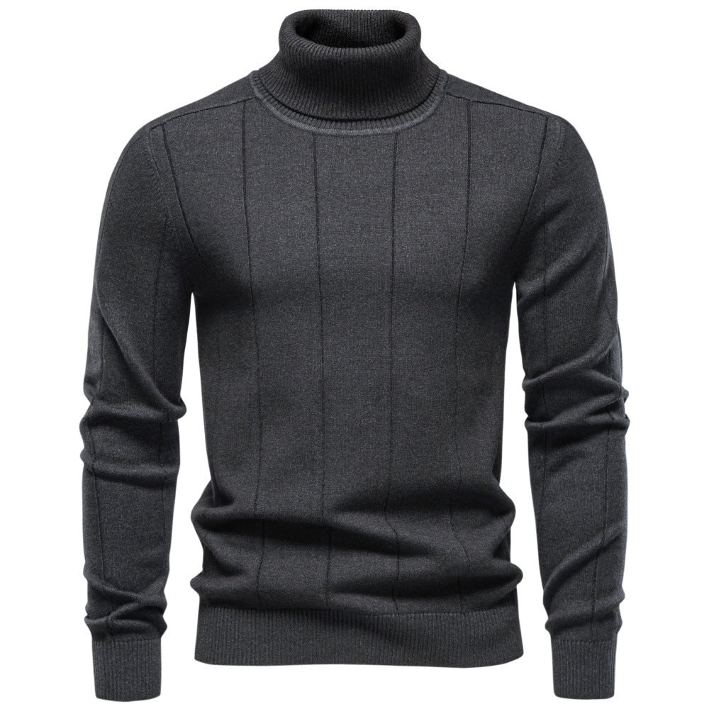 Herren Rollkragenpullover aus hochwertigem Feinstrick mit vertikaler Strukturnaht Echoarchiv