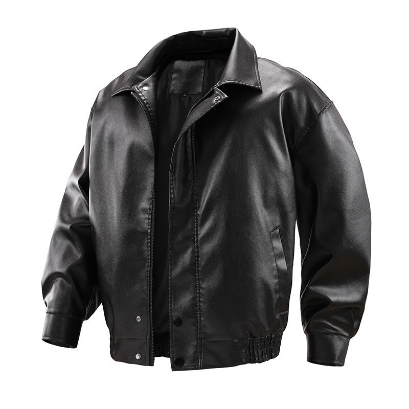 Herren Modische Kunstlederjacke mit hohem Kragen Echo Archiv