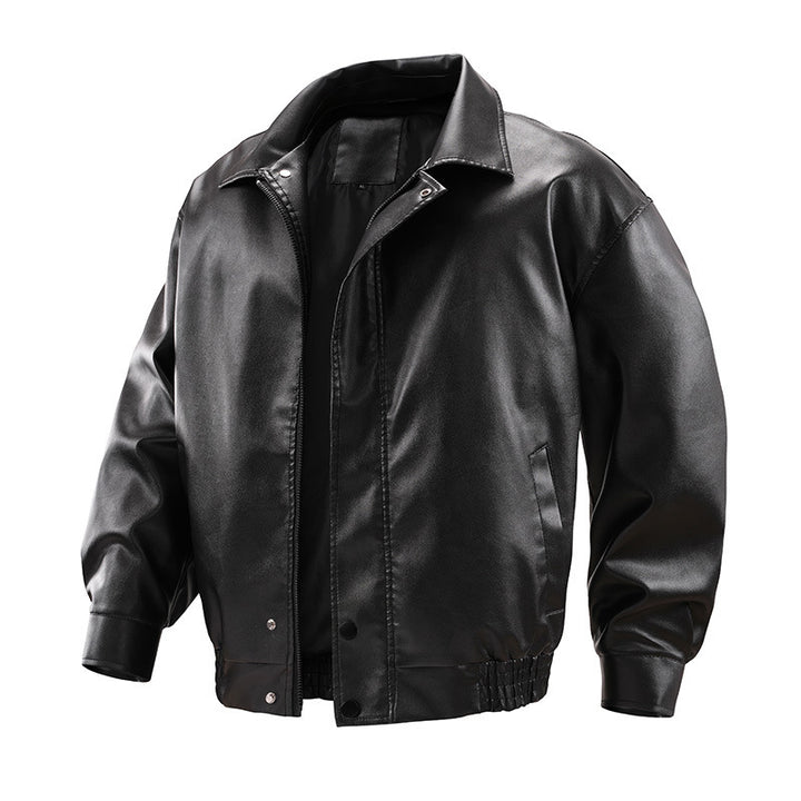 Herren Modische Kunstlederjacke mit hohem Kragen Echo Archiv