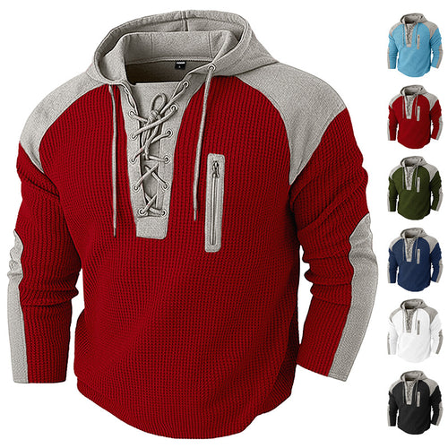 Herren nan Kapuzenpullover mit Schnürblende und vertikaler Reißverschluss-Brusttasche Echo Archiv