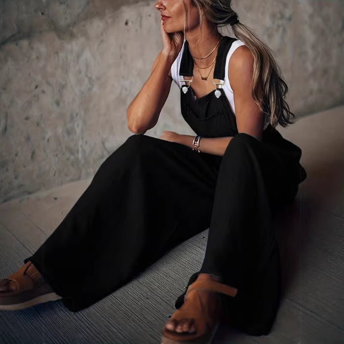 Damen Weite Latzhose im Palazzo‑Stil mit verstellbaren Trägern Echo Archiv