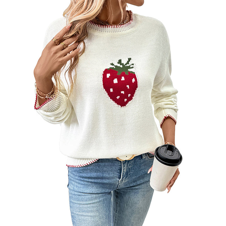 Damen Verspielter Pullover mit Erdbeer-Motiv Echo Archiv