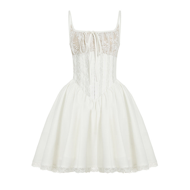 Damen Spitzenkleid mit tailliertem Schnitt und Rüschendetails Echo Archiv